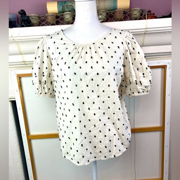 Madewell Embroidered Puffed Sleeve Top w/ open tie back NWOT - Picture 1 of 9